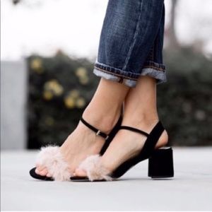 Zara Faux Fur Black Heels // 37